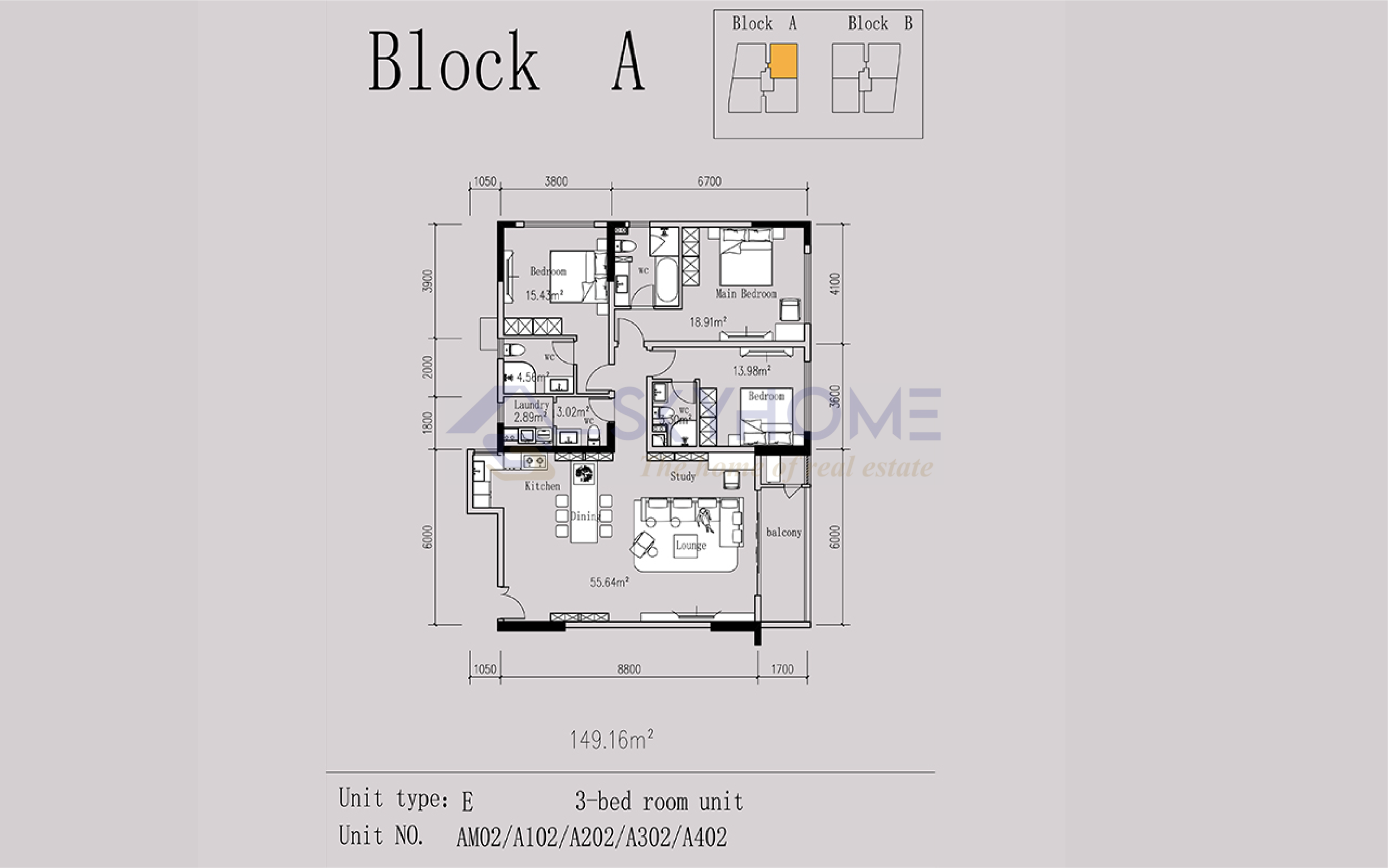3 Bedroom Floor Plan Block A