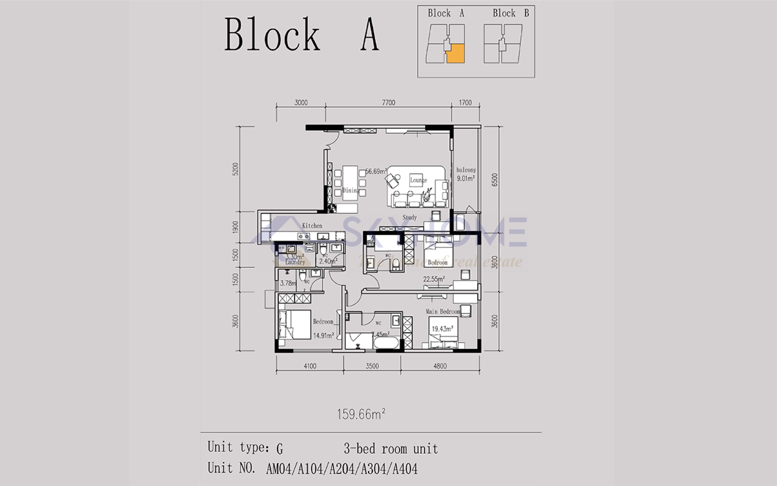 3 Bedroom Floor Plan Block A